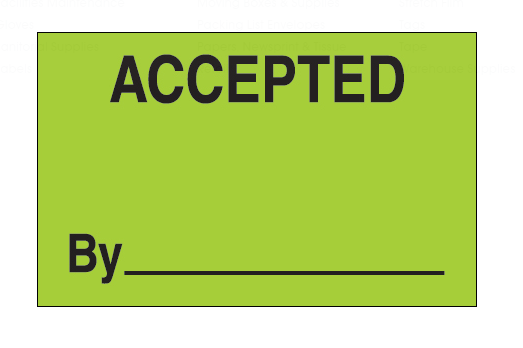 Label, "Accepted By ____", 1-1/4"x2", Green
