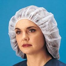 Bouffant, Cap, 21", White, Polypropylene, 100/Bag, 10