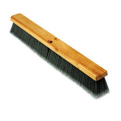 Broom, Head, 24" Gray Flagged  Wood Block Push Broom,
