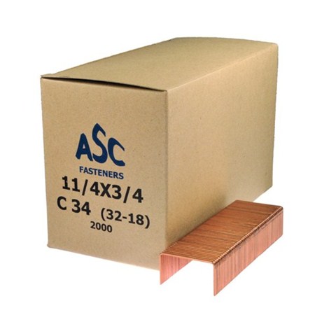 Staple,1-1/4X3/4", Copper 2000/Box, 10 Boxs/Case