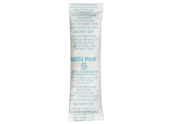 Dessicant Bag, Clay, 1" x 3.5" x .25", Tyvek, 5 Gallon