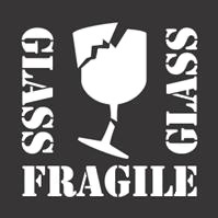 Label, 4"X4", Glass, Pressure Sensitive (Red/White) 500/Roll
