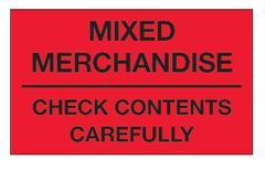 Label,3"x5","Mixed Merchandise-Check contents