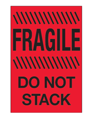 Label,"Fragile, Do Not Stack", 4x6, Fluorescent Red, 500/RL