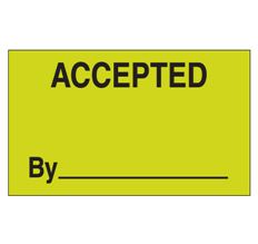 Label, "accepted by", Green 3"x5", 500/roll