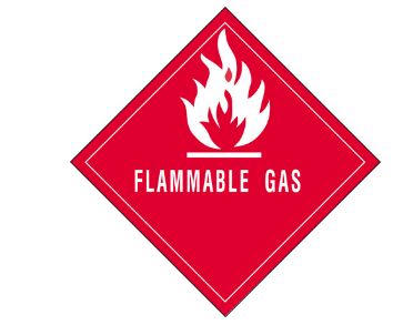 LABEL, "FLAMABLE GAS" 4"X4",  500 PER ROLL