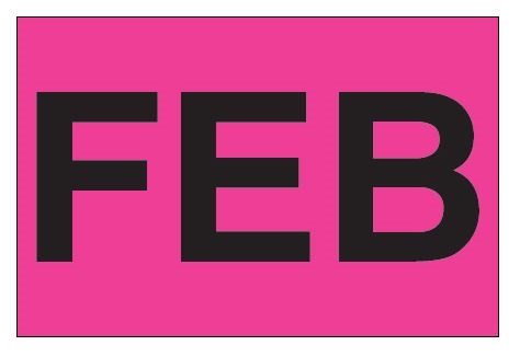 Labels,, 2x3",Months of the  year- Feb, Pink , 500/roll