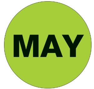 Label 1" Circle - "MAY" Fluorescent Green, 500/ROLL