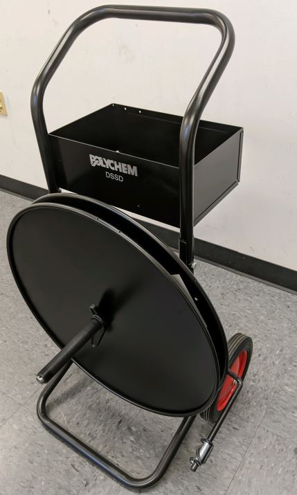 STRAPPING CART,ADJUSTABLE, PLASTIC, BLACK, CORE SIZES 8"