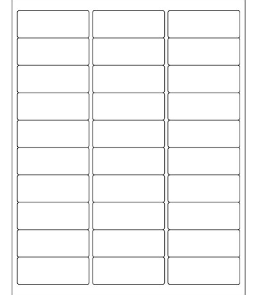 Laser Labels, 2 5/8" x 1", Rectangular, White, 30