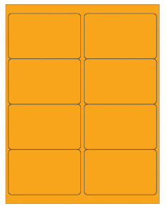 Label, 4 x 2 1/2" Fluorescent  Orange Rectangle Laser Labels, 