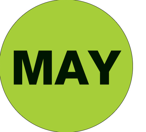 Label, 2" Circle, Month-"May", FL. Green