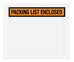 Packing List Envelope, Orange Print across Top, 10"x12"