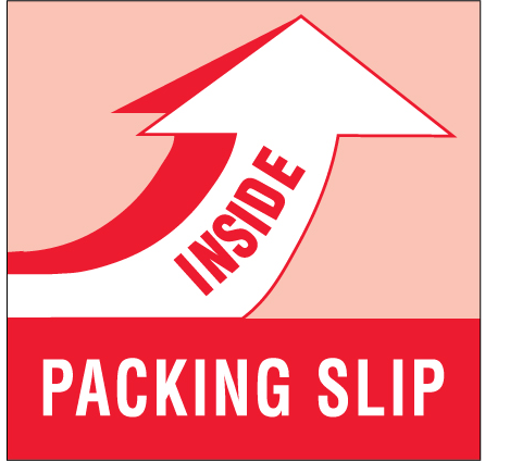 Label 4"x4" "Packing Slip Inside"  Red/White  500/rl