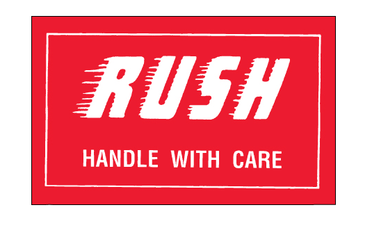 Label, "RUSH" Handle with Care,3x5,500/rl