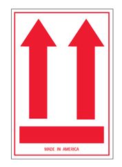 Arrow label, 4"X6", Made in America 500/roll