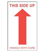 3 x 5" This Side Up Handle with Care (Arrow) Label, 