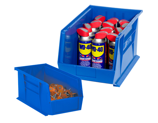 10 7/8" x 5 1/2" x 5" Plastic Stack/Hang Bin Blue 12/Case