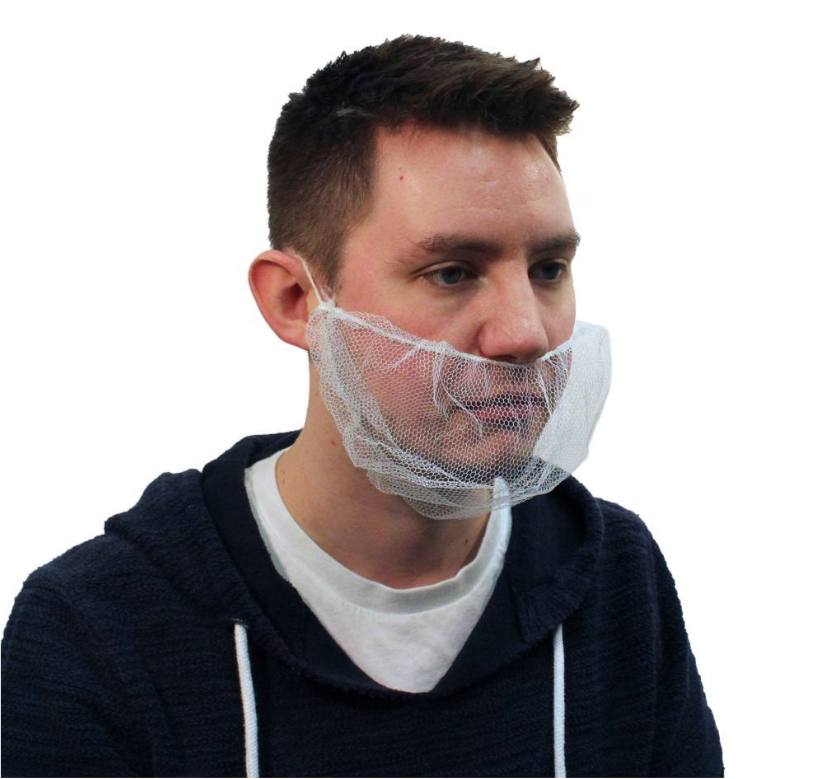 Beard Nets, Nylon, 18"  Honeycomb, White, 100/Bag, 10 