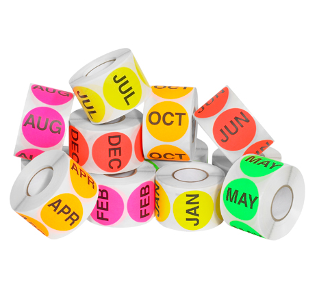 2" Label, Circle, Inventory w/ Months, 500/rl, 6000/cs