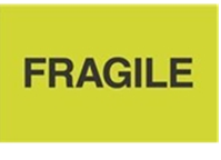 3 x 5" Fragile "Flourescent Green" Label, 500/Roll
