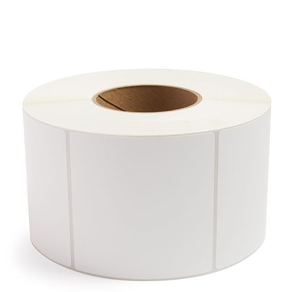 Label, 4"x4" white TT blank no perf, 3500/roll, 3/cs, 3"