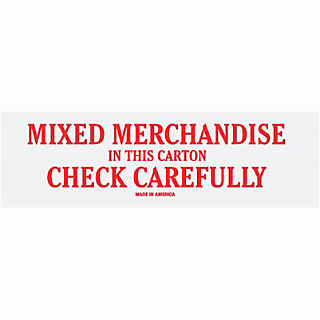 Label, 2"x8" "Mixed Merchandise in this Carton